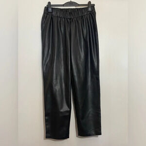 Lisadnyc the drop women black vegan faux leather baggy dress career work pants L